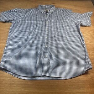L.L.Bean Traditional Fit XXL Tall Blue Gingham Button Down Cotton Shirt Mens